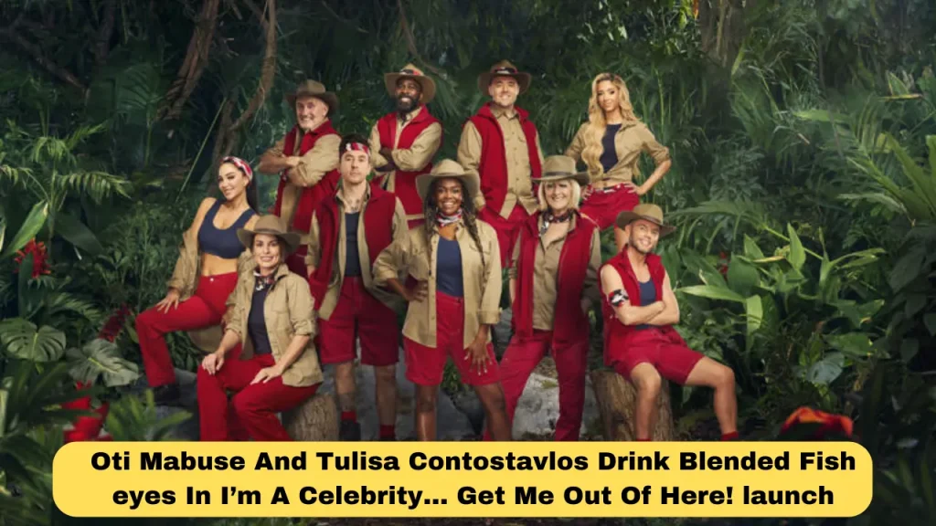 Oti Mabuse And Tulisa Contostavlos Drink Blended Fish eyes In I’m A Celebrity... Get Me Out Of Here! launch